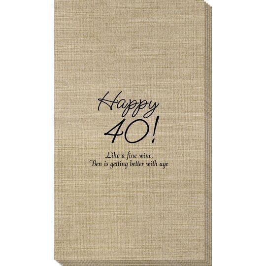 Elegant Happy 40th Bamboo Luxe Guest Towels